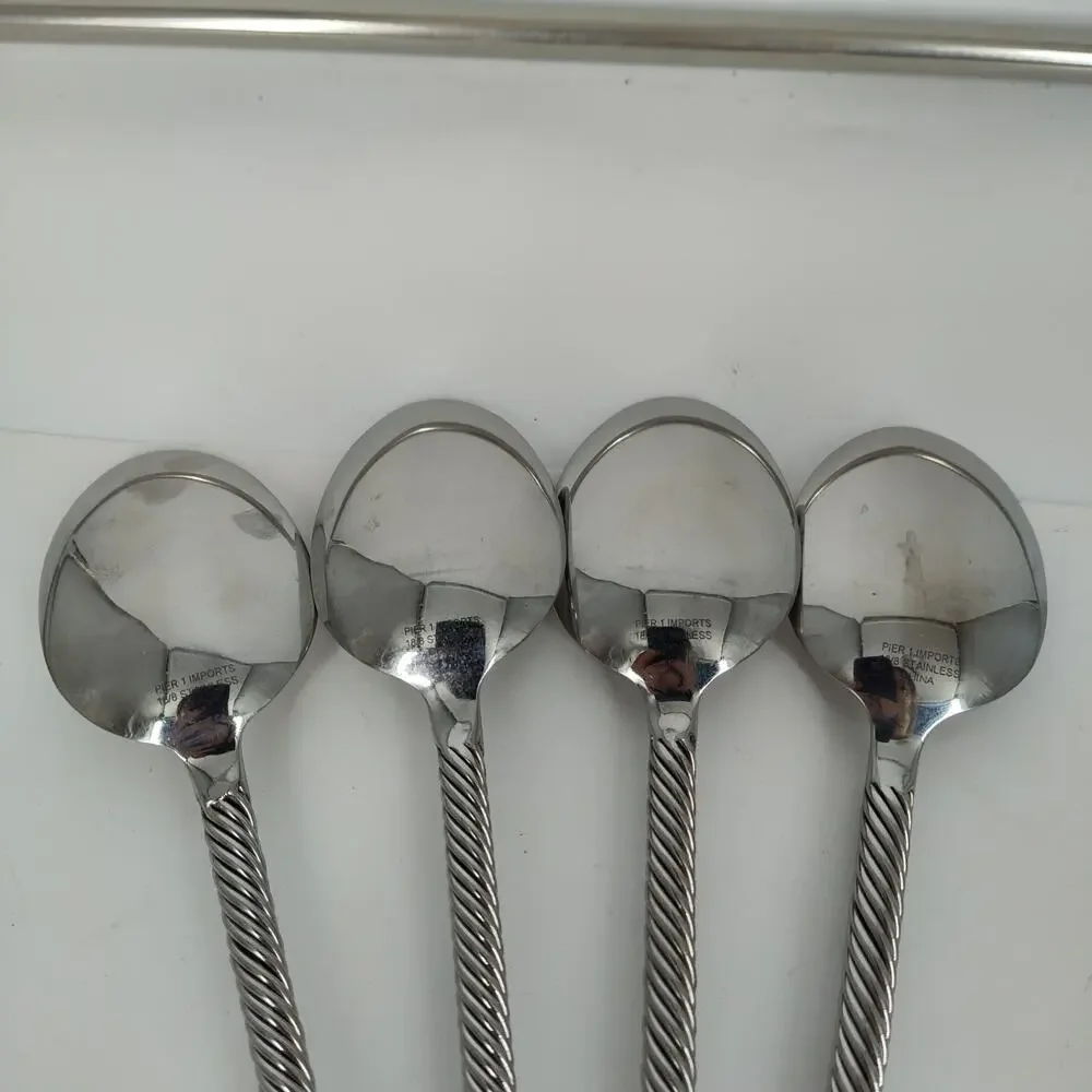 4X Tbsp Pier 1 PII17 18/8 Stainless Twist Table Spoons